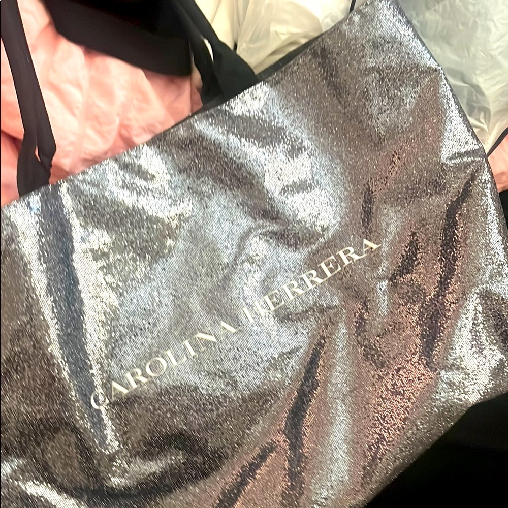 Carolina Herrera Metallic Silver Tote